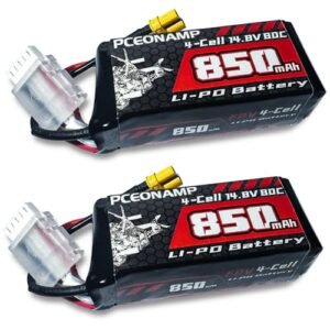 PCEONAMP 4S Lipo Battery 850mAh 14.8V 80C with XT30 Plug Rechargeable High Capacity RC Drone Battery Soft Case Fit for Toothpick FPV RC Racing Drone Quadcopter UAV Airplane Helicopter