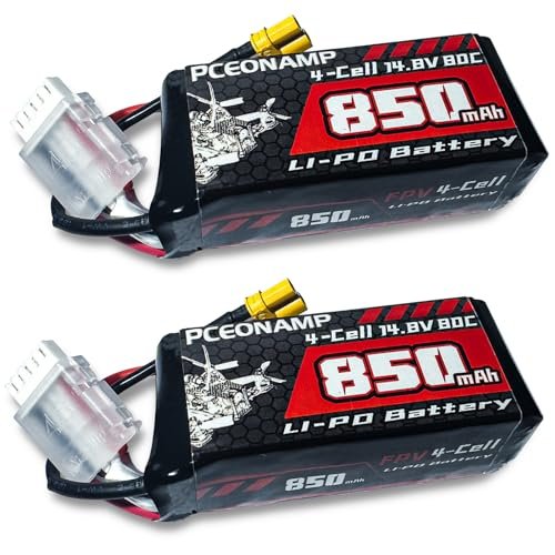 PCEONAMP 4S Lipo Battery 850mAh 14.8V 80C with XT30 Plug for RC Drones and Quadcopters