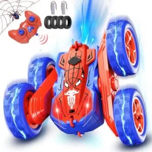 Ancitoy 90s RC Car Flip Rechargeable Remote Control Stunt Car with Light Spray for Boys Kids Age 4 12