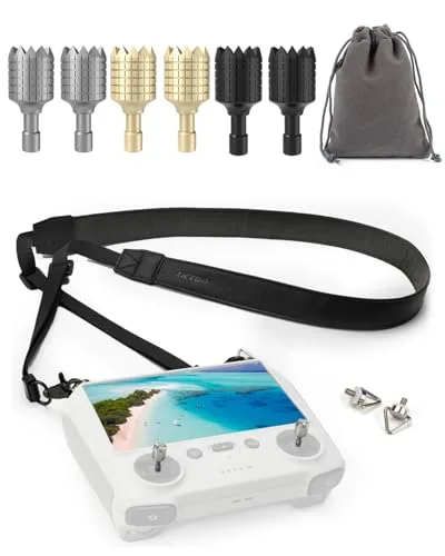 LKTOP Mini RC Bulldozer Lanyard Neck Strap and Joysticks for DJI RC RC2 Controller 50 63 Inch PU Leather Lanyard 3 Pairs Sticks Compatible with DJI Mini 4 Pro Mini 3 Pro Air 3 Air 2S Mavic 3 Series