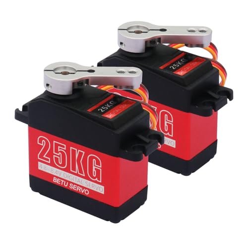 BETU 2Pack 25KG High Torque RC Servo Steering Servo for 20cc RC Airplanes 1/8 1/10 1/12 RC Car Robots Full Metal Gear with 25T Servo Horn