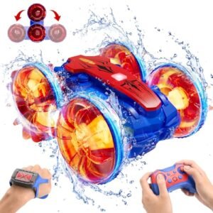 AquaZoom Water Jet Boat RC Amphibious Remote Control Vehicle with LED Lights for Kids Ages 4 12