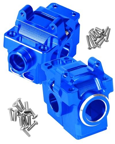 Amp Crush RC Truck Parts Aluminum Front Rear Wave Box Gearbox for 1/10 Slash Rustler Stampede Hoss VXL 4X4 4WD Replace 6880 6881 Navy Blue