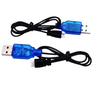 Blomiky 2 Pack 3.7V Lithium Battery USB Charger Cable with MX2.0 Plug for Shark RC Helicopter Drone Battery