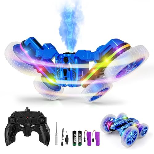 Terucle 360 Rotating 4WD RC Stunt Car with RC Drift Lights and Spray Function for Kids Age 4 to 13