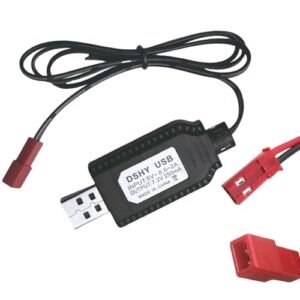 USB Charger Cable for RC Foil Boat 7.2V LiPo Battery with JST 2 Pin Plug