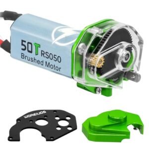 WOAEIUOS 050 50T Brushed Motor with Transparent Acrylic Aluminum Alloy Transmission Gearbox for 1/24 RC Crawler SCX24 AX24 Upgrade Green RC Motor Cleaner