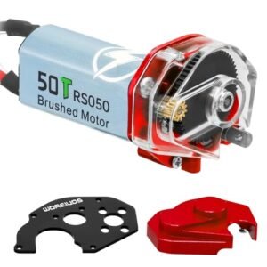 WOAEIUOS 050 50T Brushed Motor with Transparent Acrylic Aluminum Alloy Transmission Gearbox for 1/24 RC Crawler SCX24 AX24 Upgrade Red Optimized for RC Crawler Motor Turns