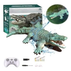 KERHAND 2.4Gz Realistic Rrocodile RC Boat,Remote Control Swimming Crocodile,Electric rRemote Control Crocodile in Water,Control Fish Boat in Pool/Lake & A Summer Gift for Kids(Green)