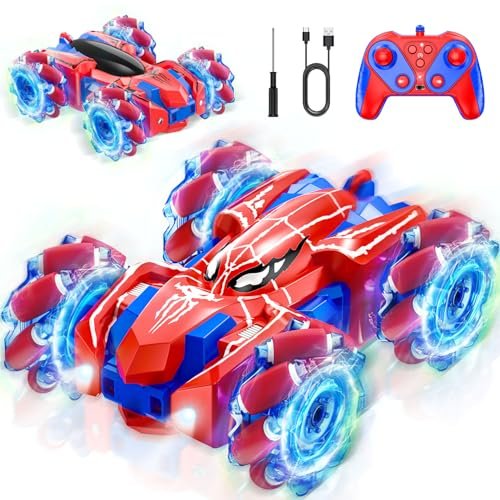 RC Willey Headboards Premium Double Sided Driving RC Stunt Cars with 360 Rotating Spider Design and Cool Lighting for Kids