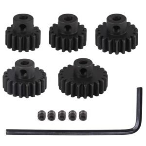 0.8M Hardened Steel Pinion Gear Set 1/8 inch 3.175mm Hole 14T 16T 18T 20T 22T with Hex Key for RC Brushless Brush Motor RC Car Upgrade(Compatible with 0.8 Metric Pitch)