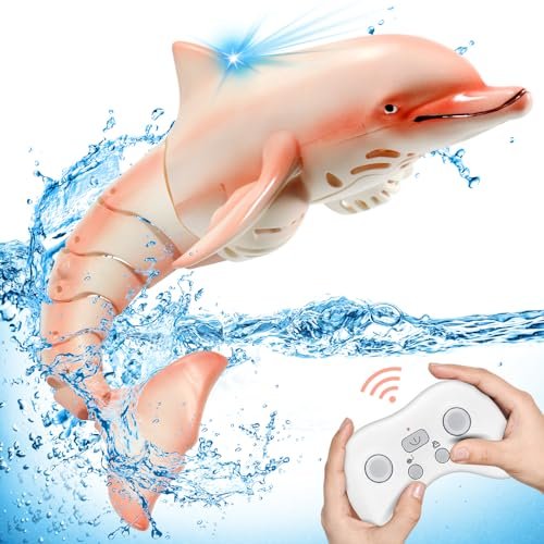 Fromeasy 2.4G RC Dolphin Boat Toy Remote Control Swimming Pool Water Toy for Kids Ages 8 12