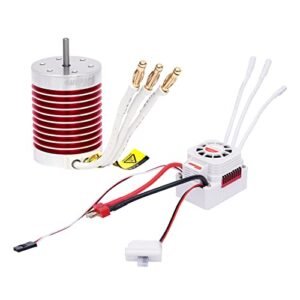 Replacement 540 4370KV Waterproof Brushless Motor Shaft 3.175mm with 45A Brushless ESC Combo for 1/10 Flat Sports Brushless Cars and All Models of 1/12 800W