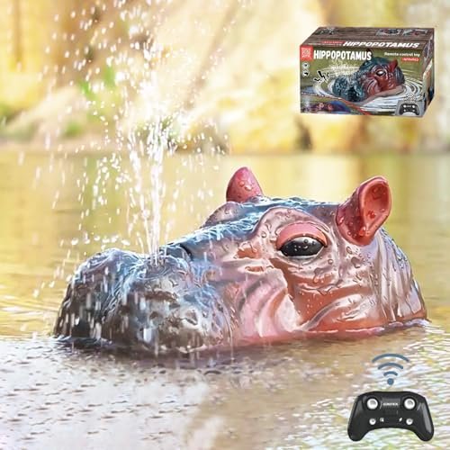 GoolRC Electric RC Boat Hulls Hippo Remote Control Boat for Kids with Spray Water Function 2.4GHz Simulation Design for Pool Lake River