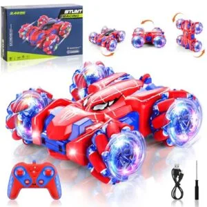Punieayi Double Sided RC Car 90s 2.4Ghz 4WD Off Road Stunt Car with LED Headlight Rechargeable Spider Toy for Boys