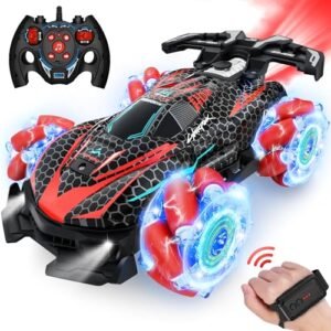 Best RC Car for 10 Year Old Gesture Sensing 2.4GHz 4WD Remote Control Stunt Car with 360° Rotating Lights Music Spray
