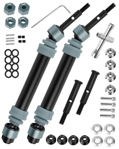 HopsupRC 45 Steel RC Drive Shaft Axles Upgrade Kit for 2wd RC Pulling Truck 1/10 Slash 2wd VXL Harden Front Rear CVD Driveshafts Black Titanium 2PCS