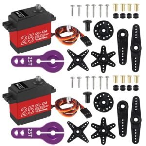 DWEII 2PACK 25KG RC Servo High Torque Servo Motors Metal Gear Waterproof 180 Rotation for Afterpay RC Cars and Robots