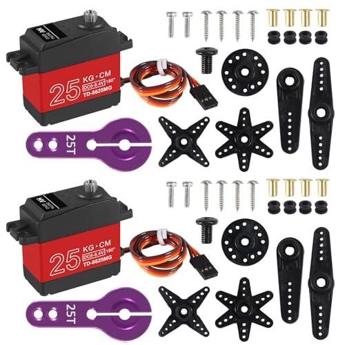 DWEII 2PACK 25KG RC Servo High Torque Servo Motors Metal Gear Waterproof 180 Rotation for Afterpay RC Cars and Robots
