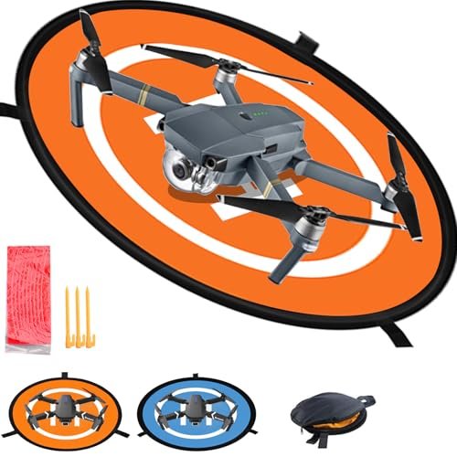 MOCVOO Drone Landing Pad 21.6 Inch Waterproof Universal Quadcopter Landing Pad with Reflective Straps and Land Nails for DJI Mini 4 Pro 3 Pro Mavic Mini 2 Mini SE Air 3 Air 2S Mavic Air 2 Mavic 2 Pro Mavic 3