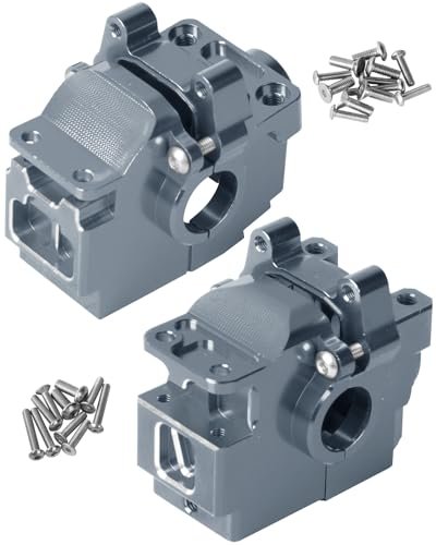 RcarmubWow RC Injectors Gearbox Upgrades Part for 1/10 Slash Stampede Rustler Hoss 4WD VXL XO1 Aluminum Front Rear Transmission Case Differential Housings Hops Up Replace 6880 6881 Titanium