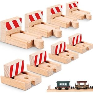 Liliful 8 Pieces Wooden Train Track Bumpers for Burlington Hobbies and RC Track Enthusiasts