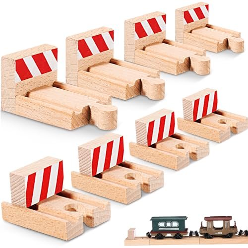 Liliful 8 Pieces Wooden Train Track Bumpers for Burlington Hobbies and RC Track Enthusiasts