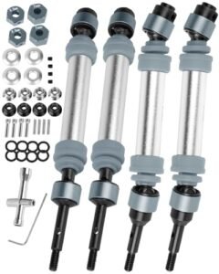 RCHuiWow Space Battleship Yamato RC Driveshafts CVD Upgrades for 1/10 Slash Rustler Stampede 4WD VXL Hard Steel Front Rear Axles 4pcs Titanium