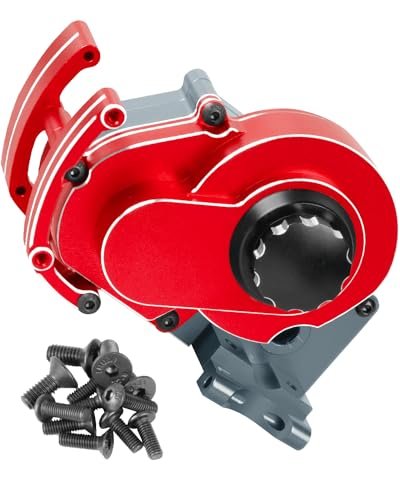 RCHuiWow Red Alloy RC Transmission Box Gearbox Upgrade Part for 1/10 Slash Rustler Stampede Bandit 2WD VXL Models Perfect Match with RC Body Shells 1/10