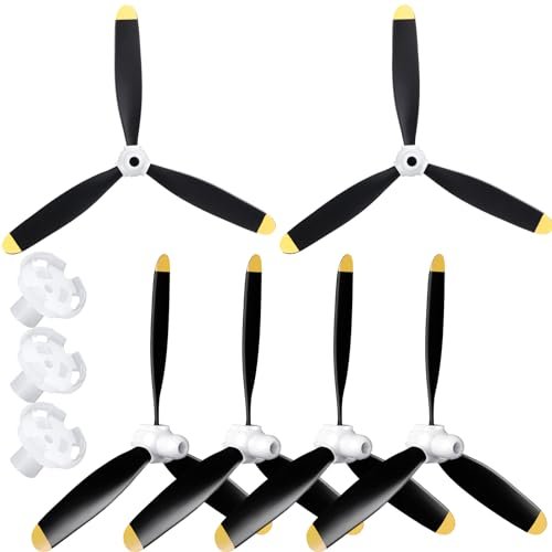 Outus 6 Blade RC Helicopter Propeller Set Compatible with F4u Rc 761 8 761 9 761 16 T28 P47 Fighter Remote Control Aircraft with Propeller Adapters 400mm