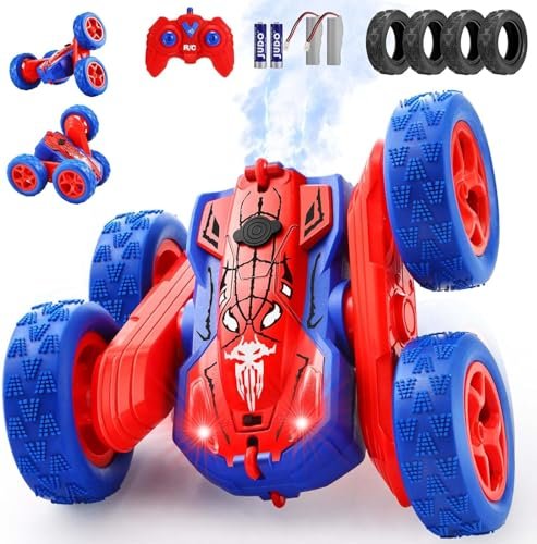 ZEKDIFYI Spider Remote Control Car 2.4GHZ 4WD Off Road Racing RC Car with Light Rechargeable 360 Flips Rotating Stunt Car One of the Best RC Cars Under 100 Dollars