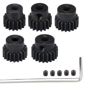 Upgrade Battery RC Car with XYZ Brand 48P Hardened Steel Pinion Gear Set 3.175mm Hole 16T to 20T 48DP Pitch Gears Includes Hex Key 5pcs