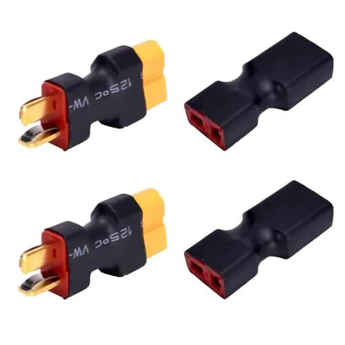LINSYRC 2 Pairs XT60 to T Plug Connector Adapter for RC Plane Lipo Battery ESC and Charger