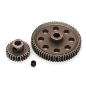 HSP 1/10 Brontosaurus RC Truck Differential Steel Metal Super Gear Set 64T Main Gear and 29T Motor Gear for Redcat Volcano EPX HSP 94111 Replacement Parts
