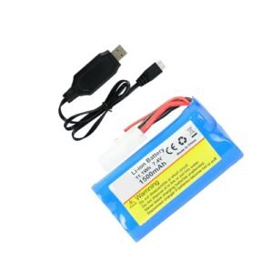 BEZGAR 7.4V 1500mAh Battery and USB Charging Cable for TX125 RC Boat Replacement Part