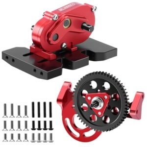 GLOBACT 30% OD Transmissions Set with Delrin Spur Gear for Axial SCX10 Capra 1/10 RC Crawler LCG Chassis Upgrades Compatible with 2200kv RC Motor Red