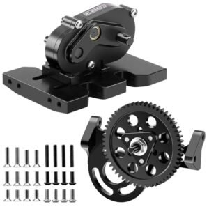 GLOBACT 30% OD Transmissions Set Forward Motor Mount Set with Delrin Spur Gear for 3.3 Motor RC Axial SCX10 Capra 1/10 RC Crawler LCG Chassis Upgrades Black