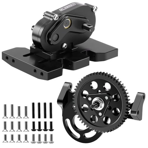 GLOBACT 30% OD Transmissions Set Forward Motor Mount Set with Delrin Spur Gear for 3.3 Motor RC Axial SCX10 Capra 1/10 RC Crawler LCG Chassis Upgrades Black