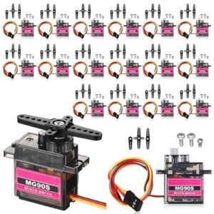 Hanaive 16 Pcs Mini MG90s 9g Micro Servo Motor Kit for Mini RC Drift Car Robot Helicopter Airplane Boat Control