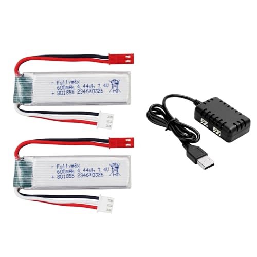 Fytoo 2PCS 2S 7.4V 600mAh Li ion Battery with 2 in 1 Charger for XK A280 A160 A300 RC Airplanes Raleigh NC