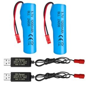 Fytoo 2PCS 3.7V 1200mAh Li-ion Battery with USB Charging Cable for HJ819 DE819 RC Boat Huina 1337 1338 1516 1517 RC Engineering Vehicle RC Toy Car Battery
