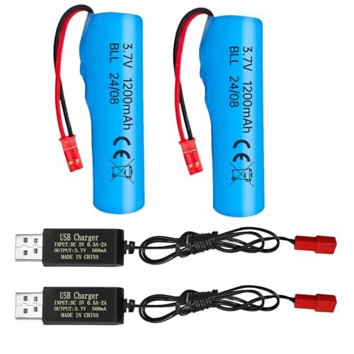 Fytoo 2PCS 3.7V 1200mAh Li-ion Battery with USB Charging Cable for HJ819 DE819 RC Boat Huina 1337 1338 1516 1517 RC Engineering Vehicle RC Toy Car Battery