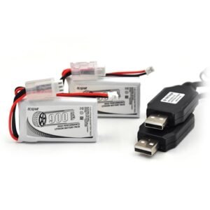 2 Pack 7.4V 900mAh Li Po Rechargeable Battery with PH2.0 Connector and Charger Cable for SCX24 Cross RC Truck