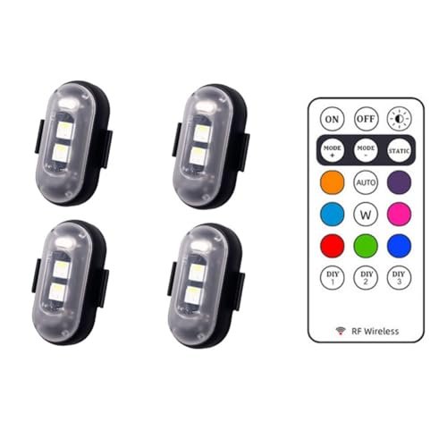 Soaying 4Pcs Universal Mini LED Warning Light for RC Motorcycle Drone with Controller Strobe Light 8 Color Indicator
