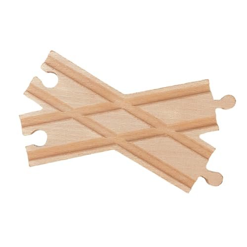 Aosekaa Wooden Train Track Assemble Blocks Vehicles Toy Accessories Switch Track Compatible with RC Steam Train 16cmx9cmx1.2cm