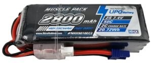 NHX RC Ertl American Muscle 2S 7.4V 2800mAh 50C Lipo Battery with EC2 Connector