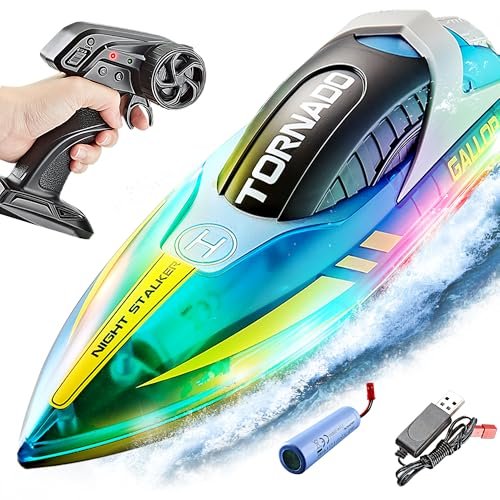 BEZGAR Radio Remote Control RC Hovercraft with LED Lights and One Click Flip for Kids Ages 8 12