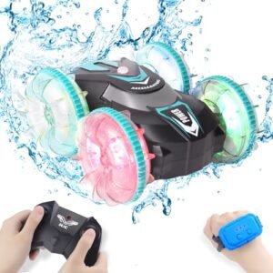 AHCo Amphibious RC Car with Water Wheels for Kids Ages 8 13 2 in 1 Waterproof Remote Control Car Boat with 360 Spins Flips LED Wheels All Terrain Off Road Stunt Vehicle