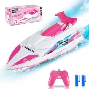 Capricorn RC Boats Pink Remote Control Boat for Kids 2.4GHz Pool Lake Water Toy with 360 Flip Stunt and Rechargeable Batteries
