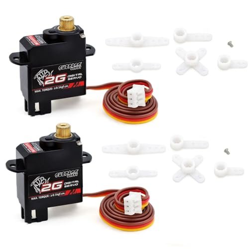 Hobbymall 2G Micro Servo Motor Digital Metal Gear Coreless Mini RC Servo for RC U Boat Model and Other Remote Control Vehicles 2PCS